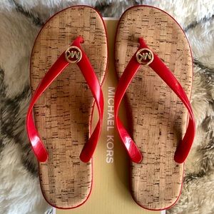 Michael Kors Jet Set Red Flip Flops / Sandals Size 9